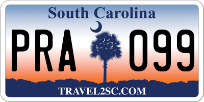 SC license plate PRA099