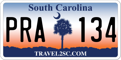 SC license plate PRA134