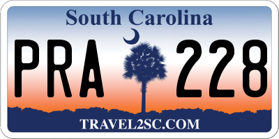 SC license plate PRA228