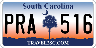 SC license plate PRA516