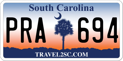 SC license plate PRA694
