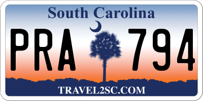SC license plate PRA794