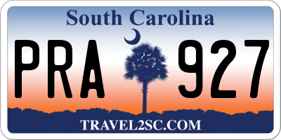 SC license plate PRA927