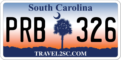 SC license plate PRB326