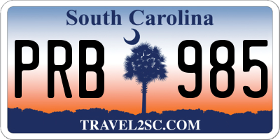 SC license plate PRB985