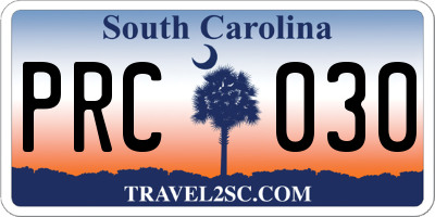 SC license plate PRC030