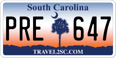 SC license plate PRE647