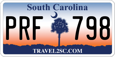 SC license plate PRF798