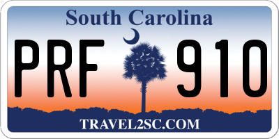 SC license plate PRF910