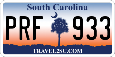 SC license plate PRF933