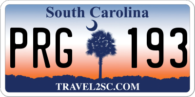 SC license plate PRG193