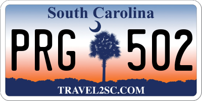 SC license plate PRG502