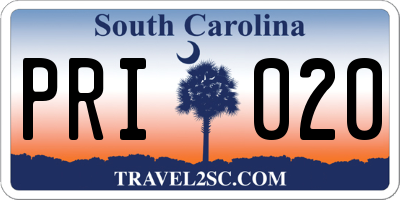 SC license plate PRI020
