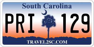 SC license plate PRI129