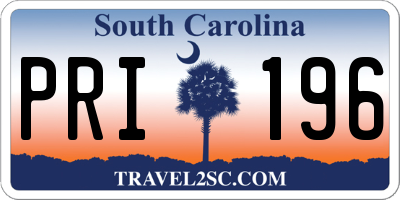 SC license plate PRI196