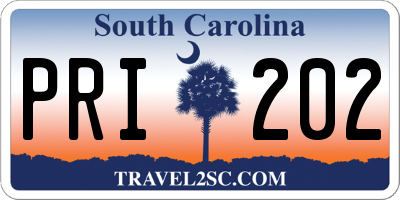 SC license plate PRI202