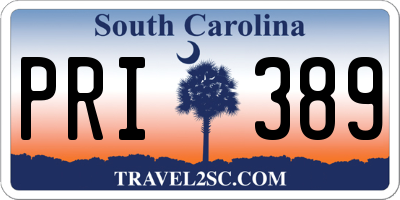 SC license plate PRI389