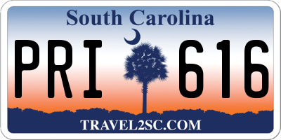 SC license plate PRI616