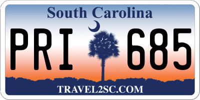 SC license plate PRI685