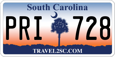 SC license plate PRI728