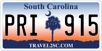 SC license plate PRI915