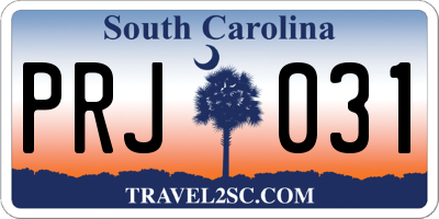 SC license plate PRJ031