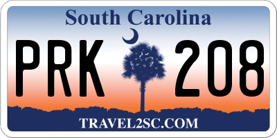 SC license plate PRK208