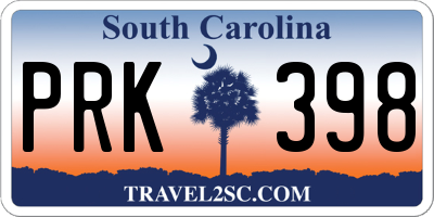 SC license plate PRK398