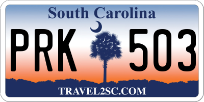 SC license plate PRK503