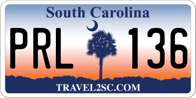 SC license plate PRL136