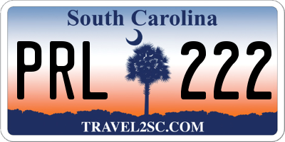SC license plate PRL222