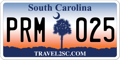 SC license plate PRM025