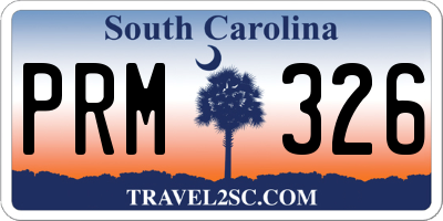 SC license plate PRM326