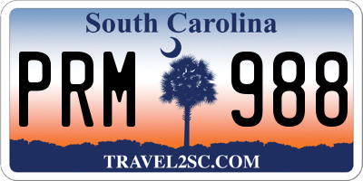 SC license plate PRM988