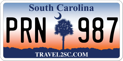 SC license plate PRN987
