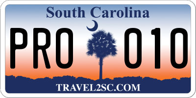 SC license plate PRO010