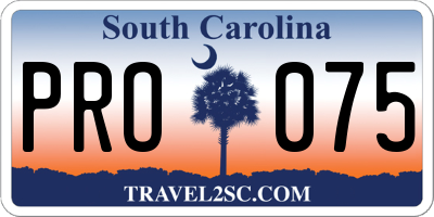 SC license plate PRO075