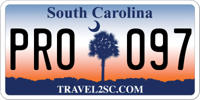 SC license plate PRO097