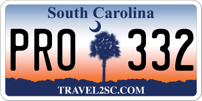 SC license plate PRO332