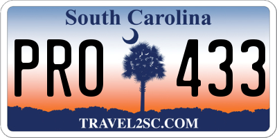 SC license plate PRO433