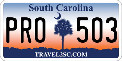 SC license plate PRO503
