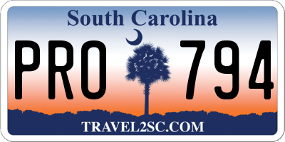 SC license plate PRO794