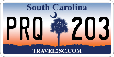 SC license plate PRQ203