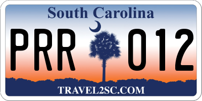 SC license plate PRR012