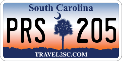 SC license plate PRS205