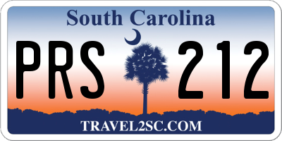 SC license plate PRS212