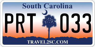 SC license plate PRT033