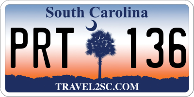 SC license plate PRT136