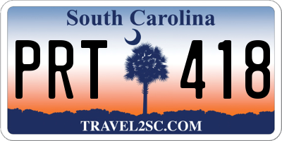 SC license plate PRT418