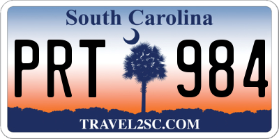 SC license plate PRT984